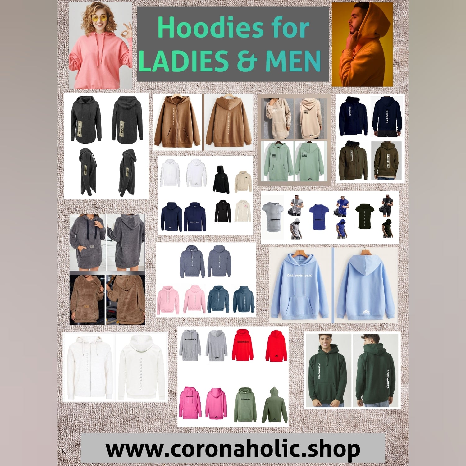 HOODIES for LADIES & MEN made by CORONAHOLIC Design&Label