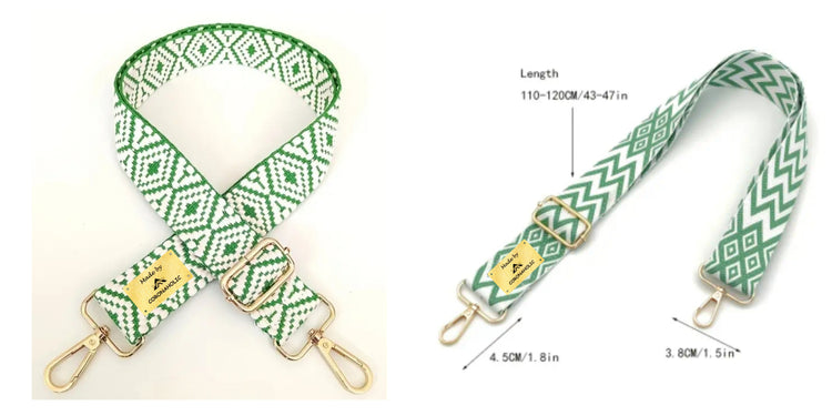 "Green&White Bag Straps"