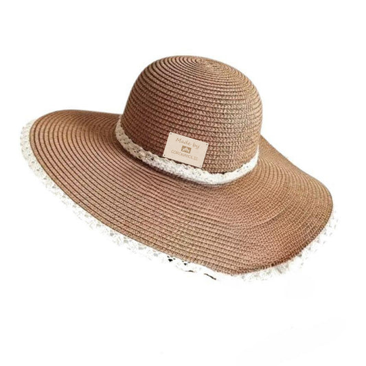 "Straw Hat with knitting Ribbon"