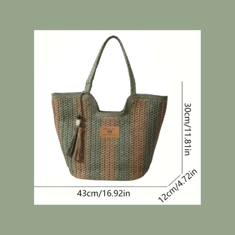 "Olive Straw Bag"