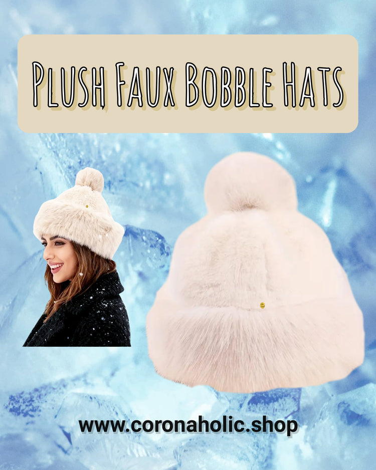 "Plush Faux Bobble Hats"