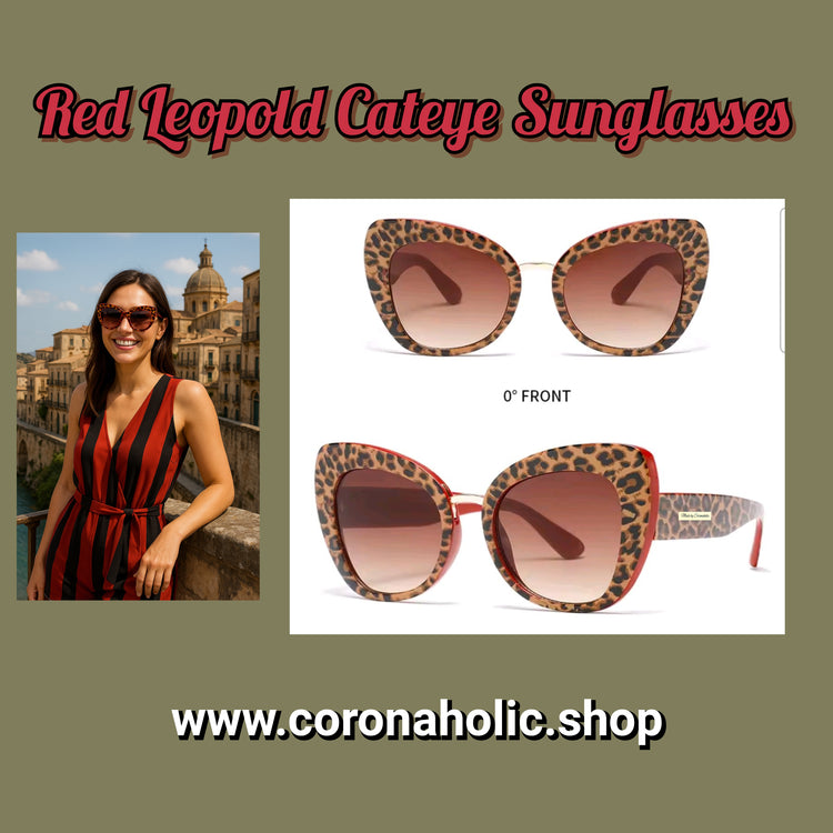 "Red Leopold Cateye Sunglasses"