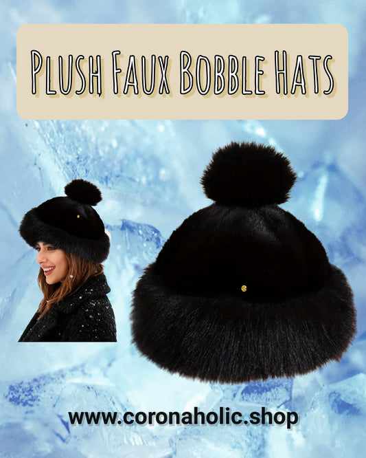 "Plush Faux Bobble Hats"