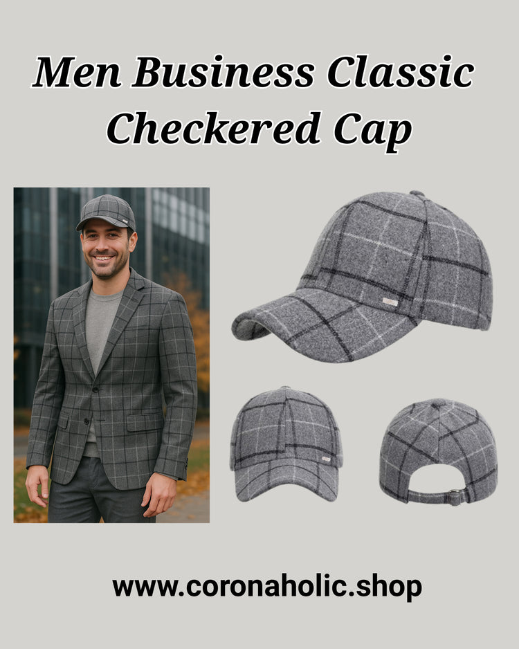 "Men Business Classic Checkered Cap"