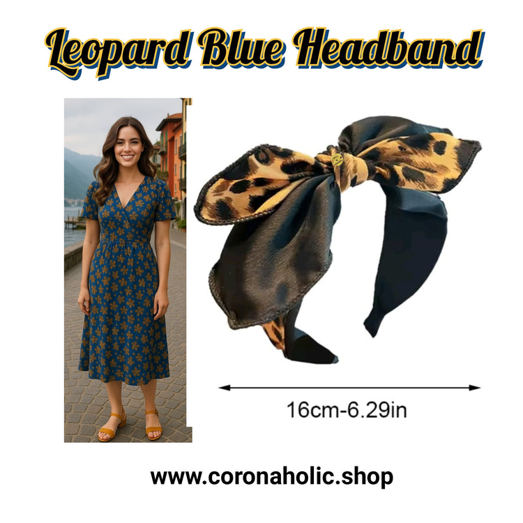 "Leopard Blue Headband"