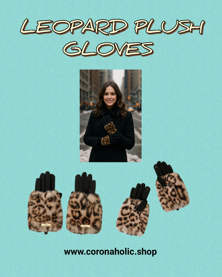 "Leopard Plusch Gloves"