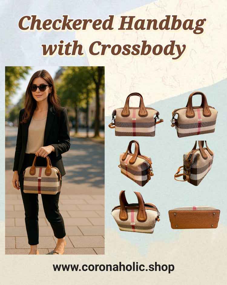 "Checkered Handbag with Crossbody"