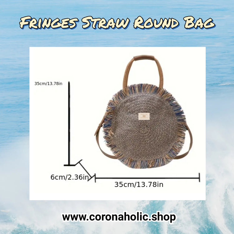 "Fringes Straw Round Bag"