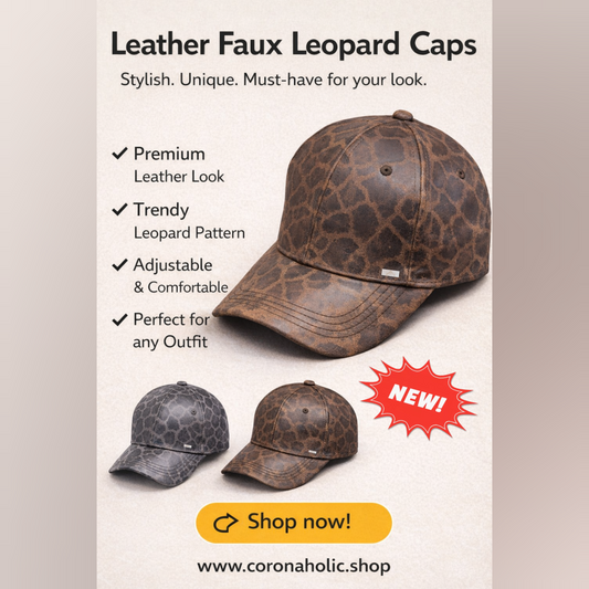 "Leather Faux Leopard Caps"