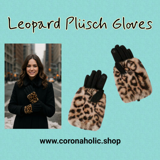 "Leopard Plusch Gloves"