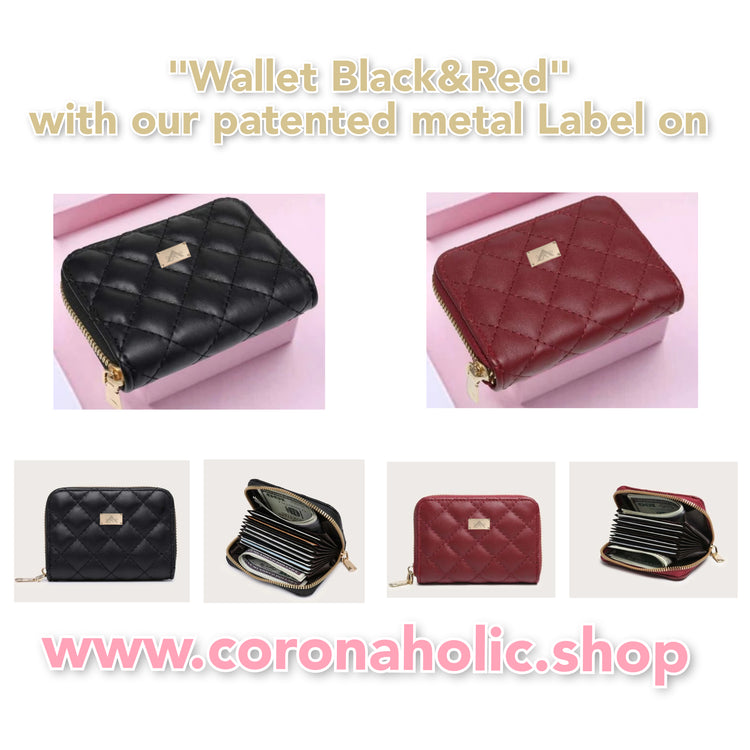 "Black & Red Wallet"

with our patented metal Label on it