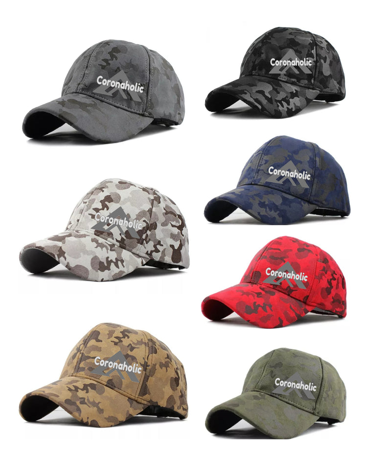 "Camouflage-Line Faux-Suede Leather Caps" for Ladies&Men made by Coronaholic Design&Label