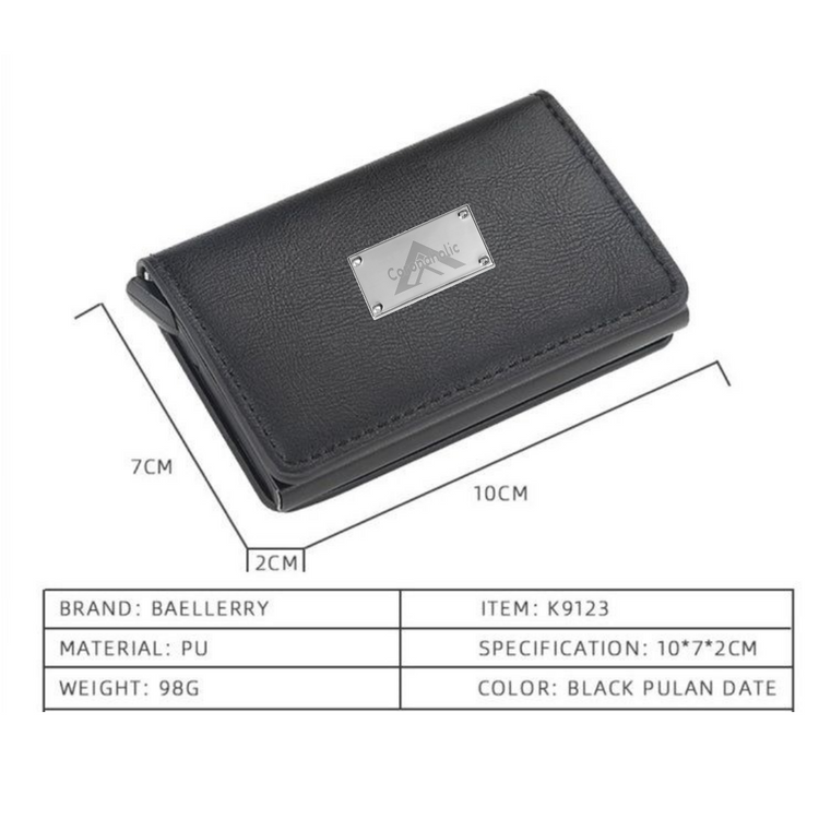 "Card Holder"
with our patented metal Label on it
