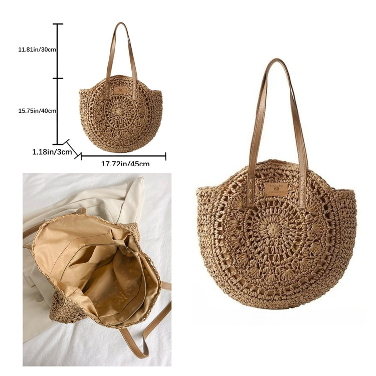 "Round Straw Shoulder Bag 2023"