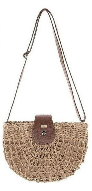"Half Moon Straw Crossbag"