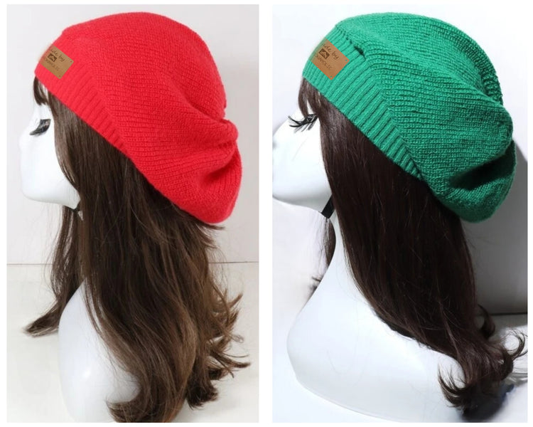 "Green & Red Knitted Beanies"