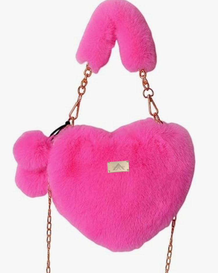 "Pink Plush Heart Bag"