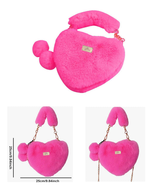 "Pink Plush Heart Bag"