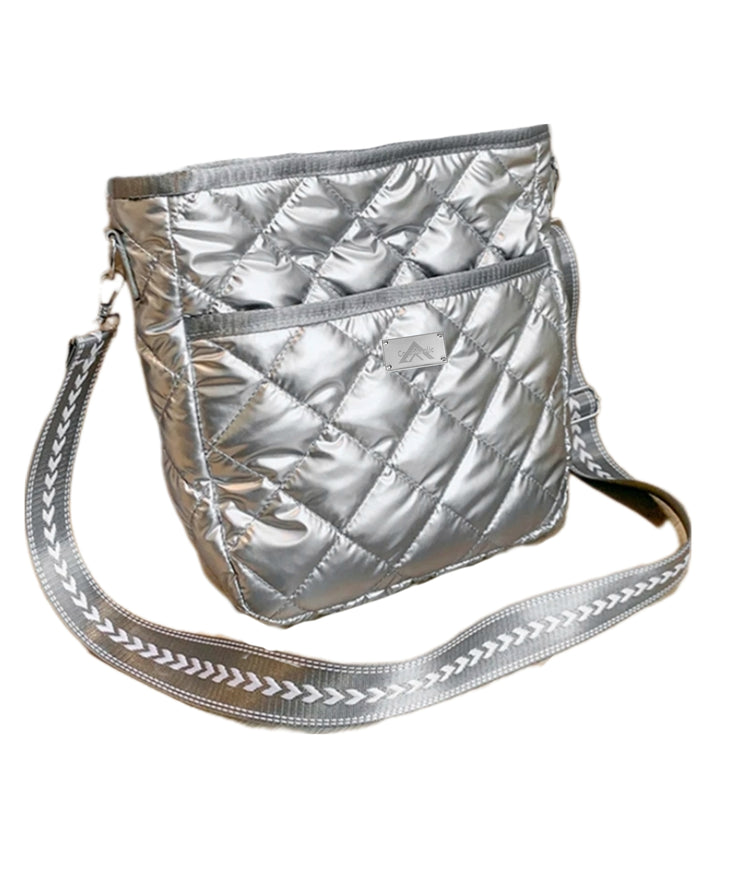 "Metalic Silver Quilted Crossbag"