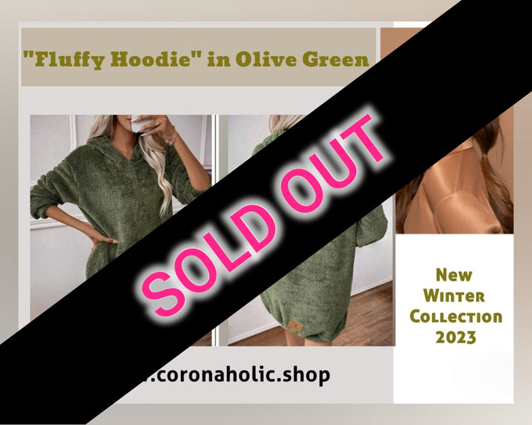 "Fluffy Hoodie" in Olive Green with our patented Label on it