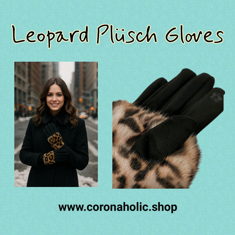 "Leopard Plusch Gloves"
