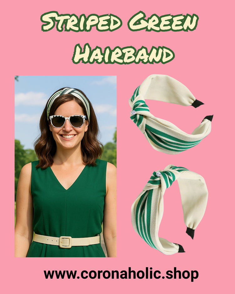 "Striped Green Hairband"