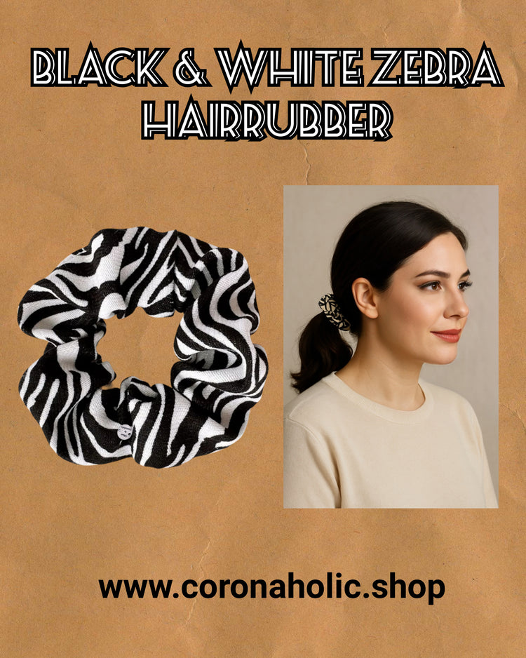"Black & White Zebra Hairrubber"