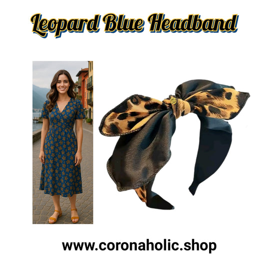 "Leopard Blue Headband"