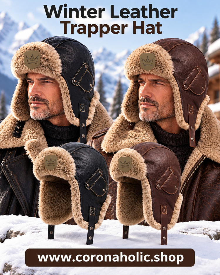 "Winter Leather Trapper Hat" by CORONAHOLIC