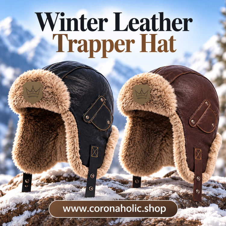 "Winter Leather Trapper Hat" by CORONAHOLIC