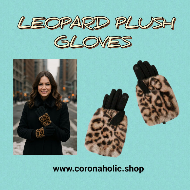 "Leopard Plusch Gloves"