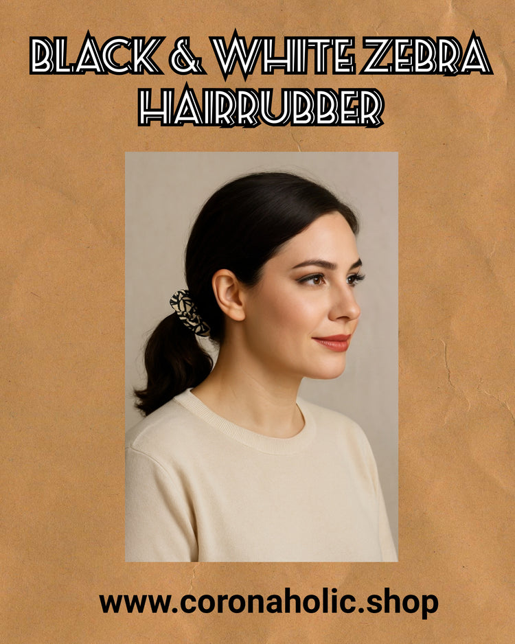 "Black & White Zebra Hairrubber"