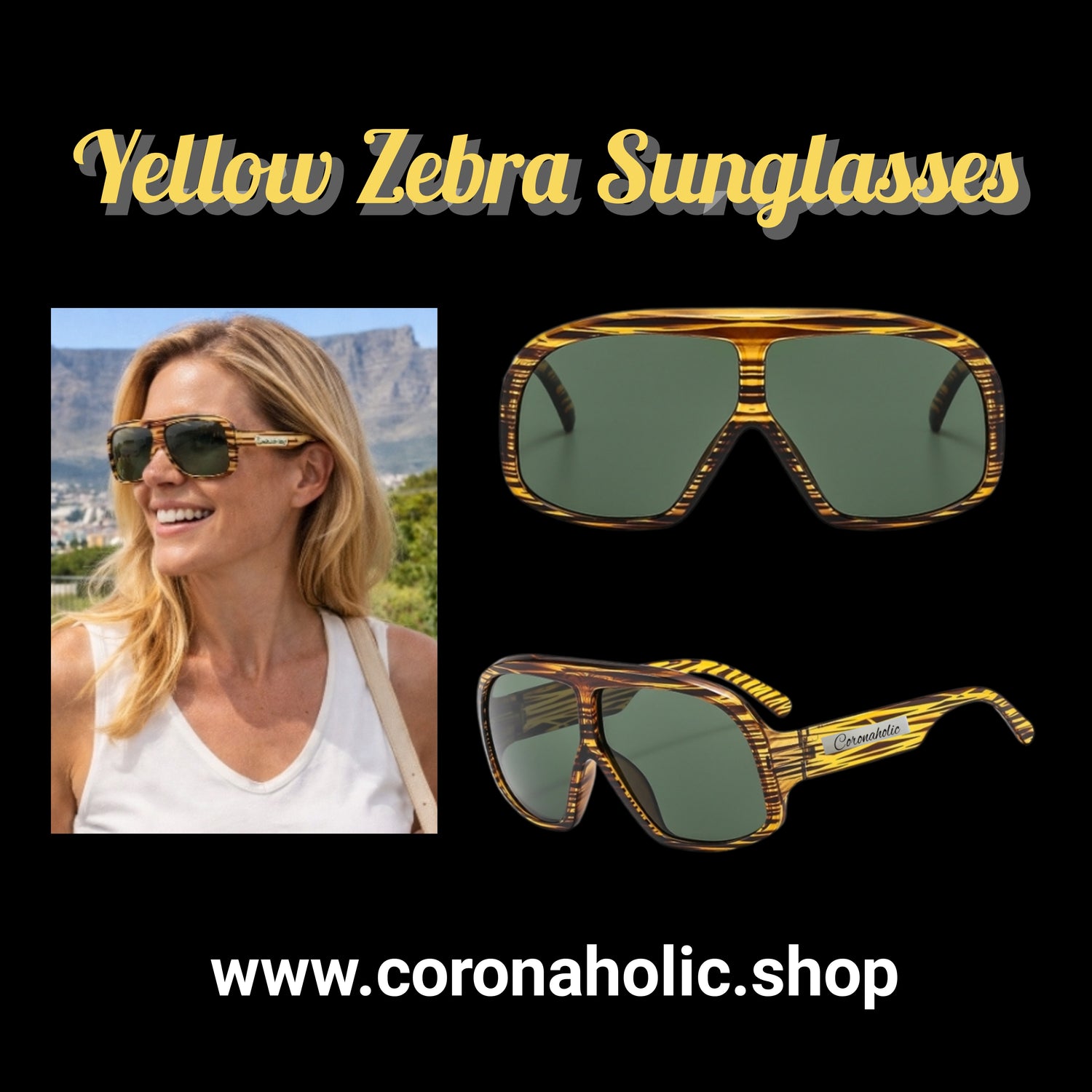 “Yellow Zebra Sunglasses streetwear fashion”