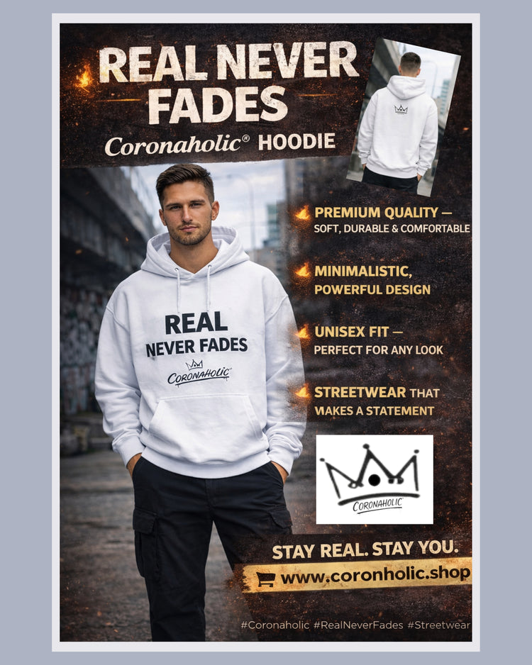 🔥 REAL NEVER FADES – Coronaholic® Hoodie