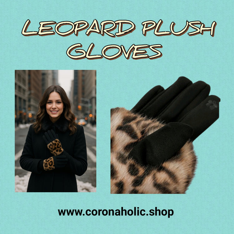 "Leopard Plusch Gloves"