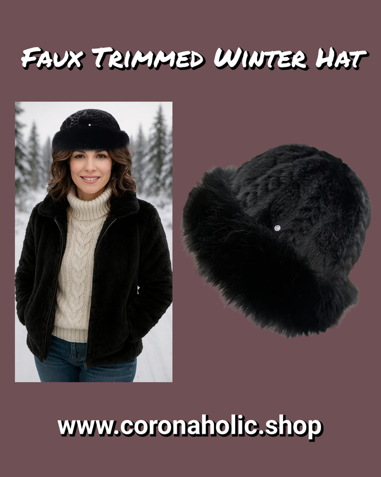 "Faux Trimmed Winter Hat"