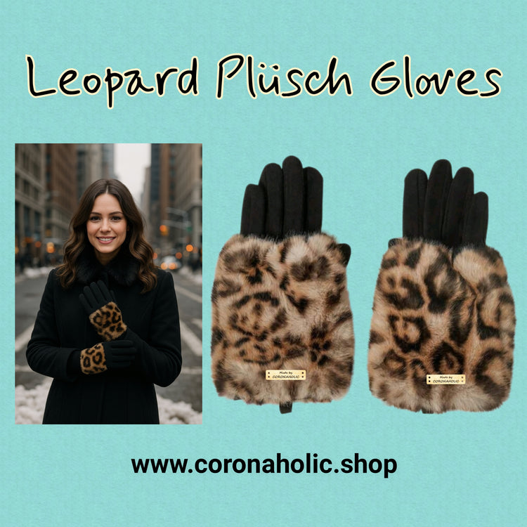 "Leopard Plusch Gloves"