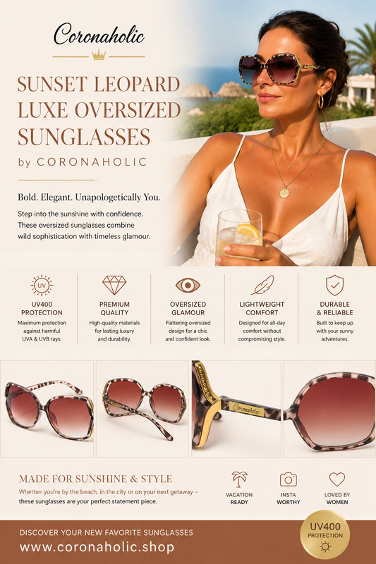 Sunset Leopard Luxe Oversized Sunglasses by CORONAHOLIC