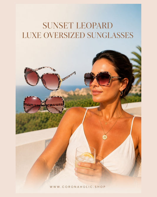 Sunset Leopard Luxe Oversized Sunglasses by CORONAHOLIC