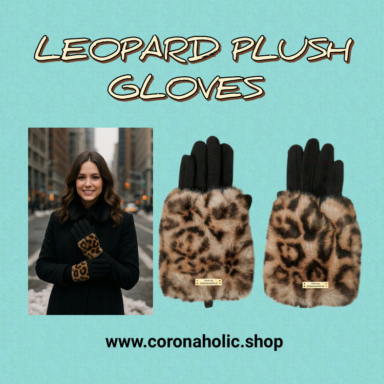 "Leopard Plusch Gloves"