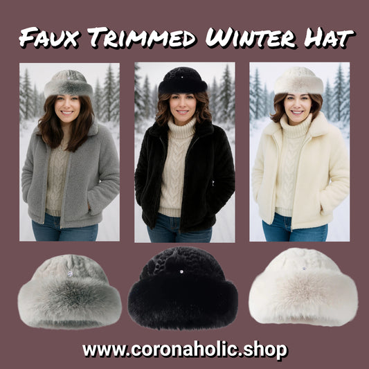 "Faux Trimmed Winter Hat"