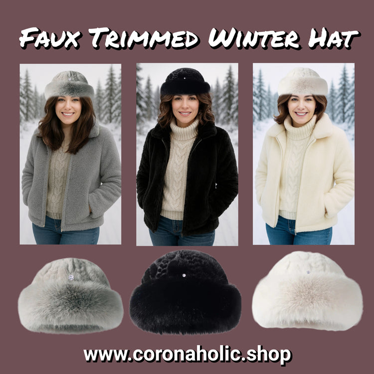 "Faux Trimmed Winter Hat"