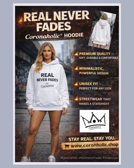 🔥 REAL NEVER FADES – Coronaholic® Hoodie