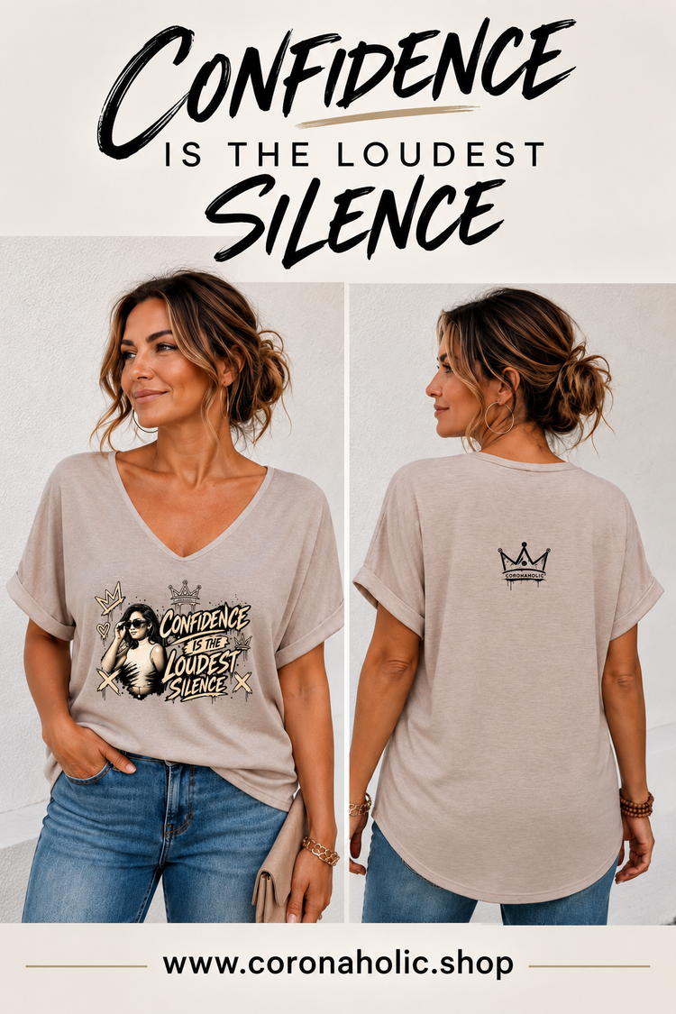 CONFIDENCE IS THE LOUDEST SILENCE – Women’s V-Neck T-Shirt