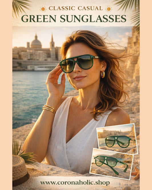 "Classic Casual Green Sunglasses"