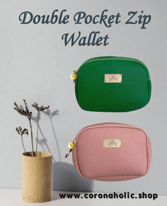 "Double Pocket Zip Wallet" with our patented Label on it