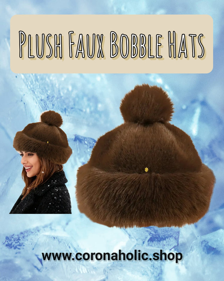 "Plush Faux Bobble Hats"