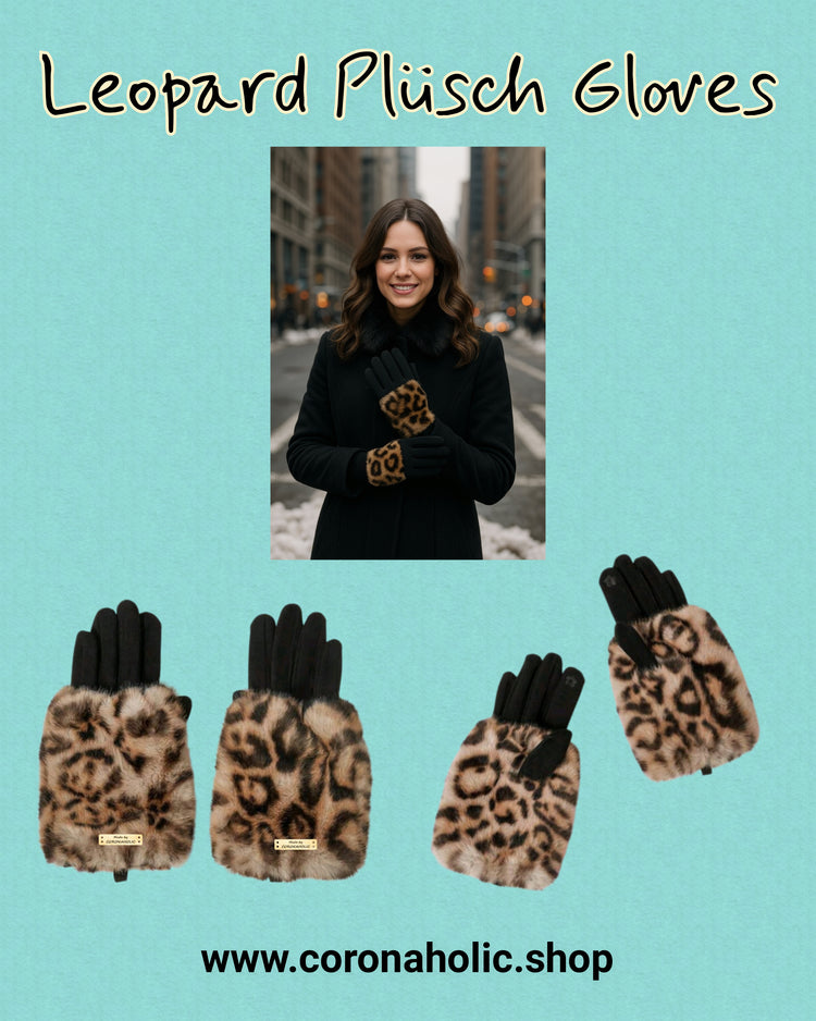 "Leopard Plusch Gloves"
