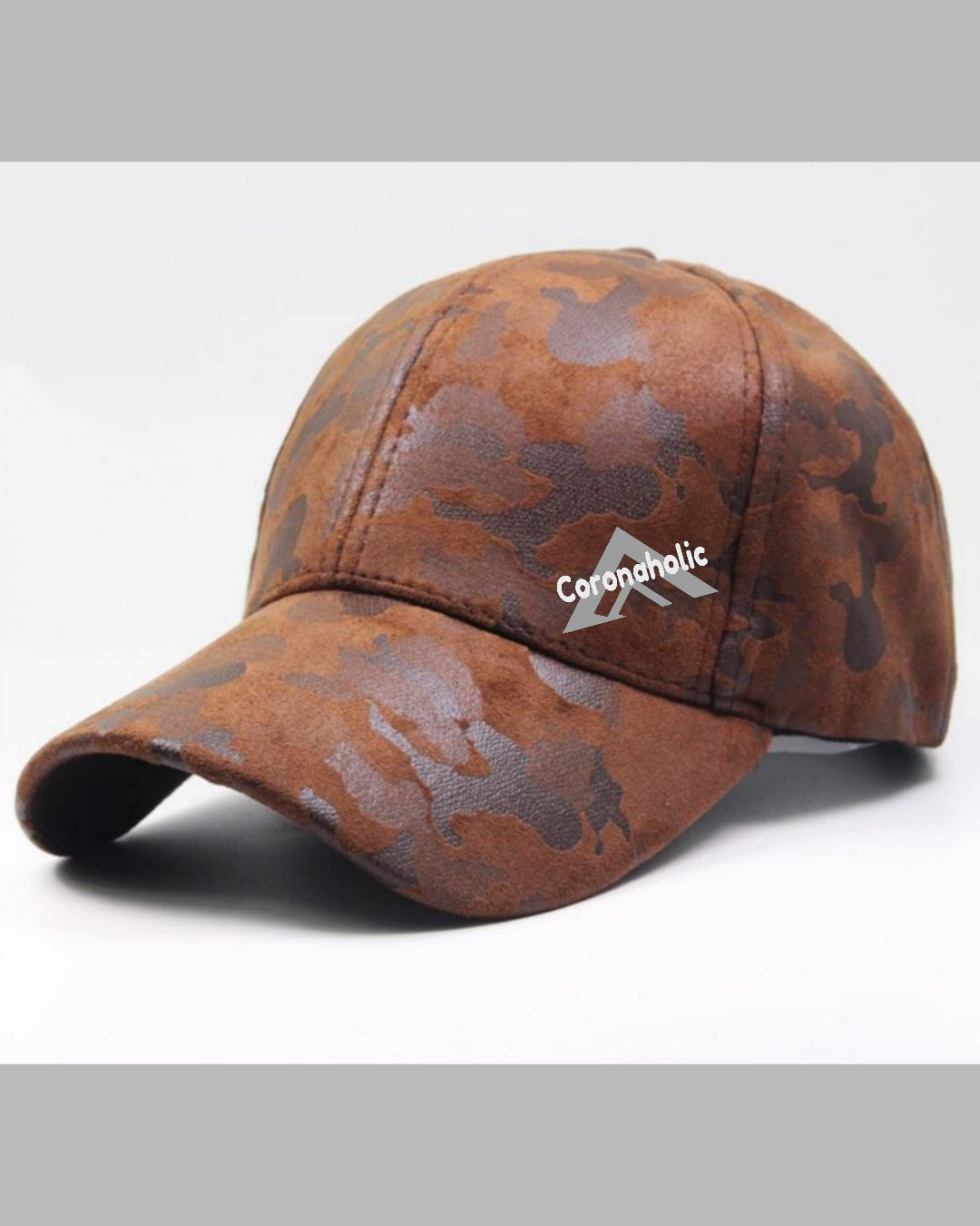 "Camouflage-Line Faux-Suede Leather Caps" for Ladies&Men made by Coronaholic Design&Label.