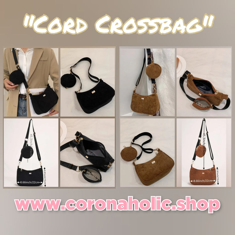 "Cord Crossbag" with our metal patented Label on it